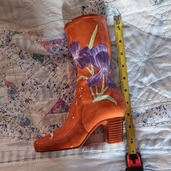 Floral Ceramic Boot Vase - Picture 2 of 3